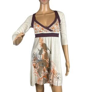 Anthropologie Moth Womens silk blend dress Pullover  geometric floral size s